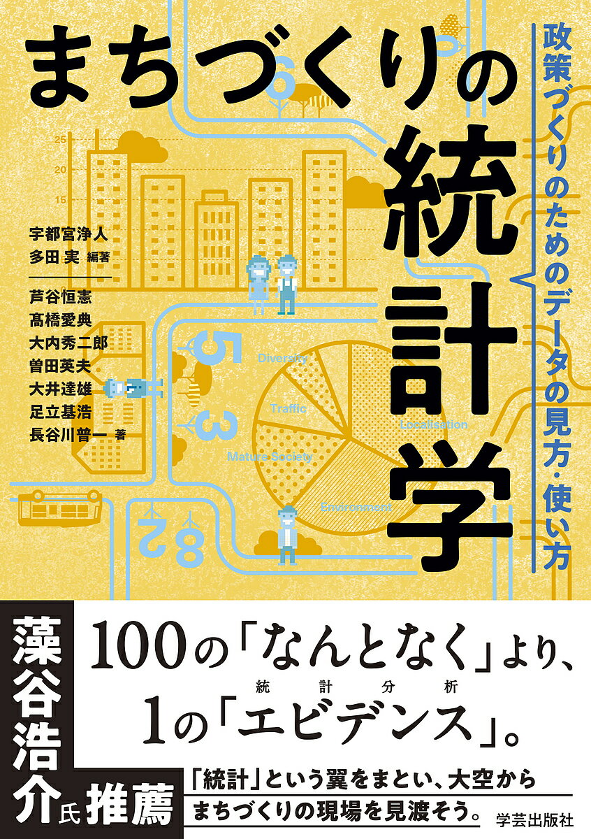 著者宇都宮浄人(編著) 多田実(編著) 芦谷恒憲(著)出版社学芸出版社発売日2022年02月ISBN9784761528065ページ数197Pキーワードまちずくりのとうけいがくせいさくずくりのための マチズクリノトウケイガクセイサクズクリノタメノ うつのみや きよひと ただ み ウツノミヤ キヨヒト タダ ミ9784761528065内容紹介藻谷浩介氏推薦！-------------------100の「なんとなく」より1の「エビデンス」（統計分析）「統計」という翼をまとい、大空からまちづくりの現場を見渡そう。-------------------行政政策にますますエビデンスが求められるなか、もはや統計の基本を知らずしてまちづくりを語ることはできない。本書は地域政策立案のための問いの立て方、統計情報の集め方、分析の仕方から、総合的な「まちの診断」方法、交通・観光・商業・人口・経済効果等のテーマ別の考え方までやさしく解説。地域の姿を正しく読み取り、根拠に基づく政策をつくるための手引き。※本データはこの商品が発売された時点の情報です。