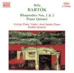 【中古】 【輸入盤】Bartok：Rhapsodies 1 ＆ 2 ／ Piano Quartet／Bartok,Jen Jand （Piano）,Kod lyQuartet（Vocals）