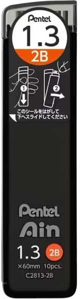 ぺんてる アイン シャープペンシル替芯 C2813-2B 1.3mm 2B 10本入り ケース入り 折れにくい なめらか ..