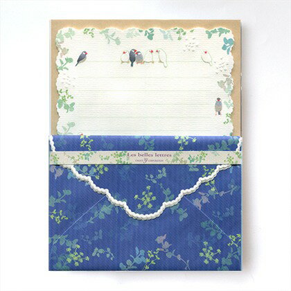 クリエイトジー ダイカットレターセット 文鳥 CGL696 便箋10枚 封筒4枚 ダイカット加工 エンボス加工 日本製 文房具 ギフト プレゼント