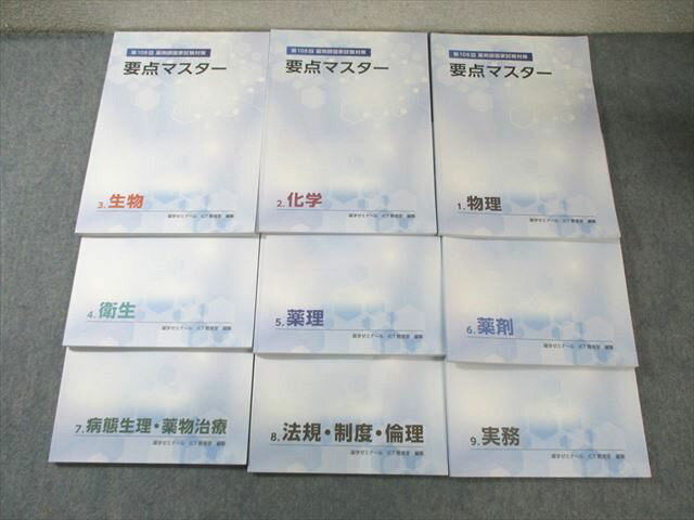 薬学ゼミナール 第108回 薬剤師国家試験対策 要点マスター 1〜9 化学/薬理など 2023年合格目標 計9冊 065R3D