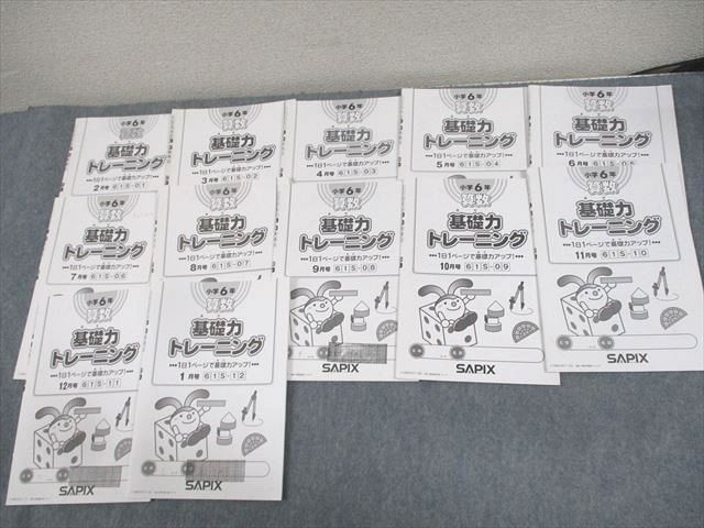 SAPIX 小6 算数 基礎力トレーニング 2019年度版 2〜12月/1月号 61S-01〜12 通年セット 計12冊 ☆ 032M2D