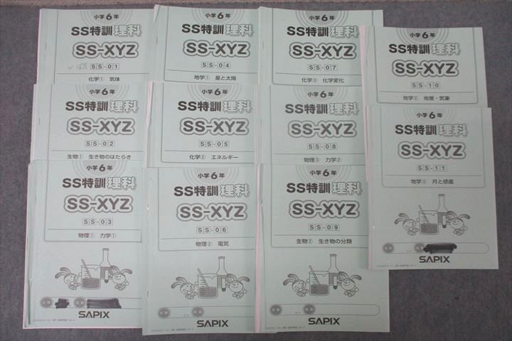 SAPIX 小学6年 SS特訓 理科 SS-XYZ SS-01〜11 計11回分フルセット 2022 ☆ 041S2D