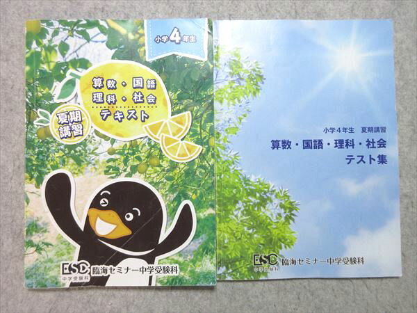 臨海セミナー 小4 算数・国語・理科・社会 テキスト/テスト集 2021 夏期講習 計2冊 014m2B