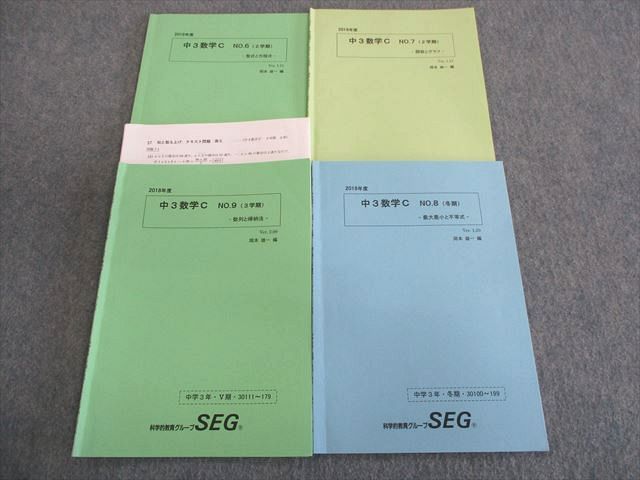 TH02-052 SEG 中3 数学C No.6〜9 整式と方程式/関数とグラフなど 2018 第2/3学期/冬期 計4冊 17m0D