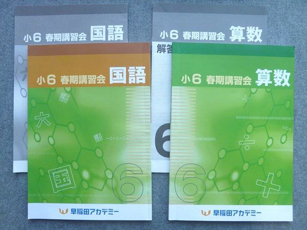 早稲田アカデミー 小6 春期講習会 国語/算数 2022 問題/解答付計4冊 009S2B