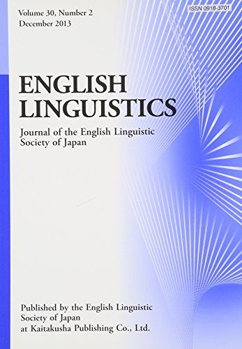 ENGLISH LINGUISTICS volume 30 numbe―journal of the English Li 