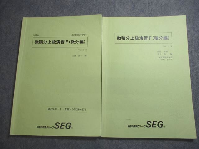 SEG (科学的教育グループ) 高2 数学E/Fクラス 微積分上級演習F(微分/積分編) テキスト 2020 2冊 大澤裕一/高野知明/金子裕/寺町修一郎 ☆ 012m0C