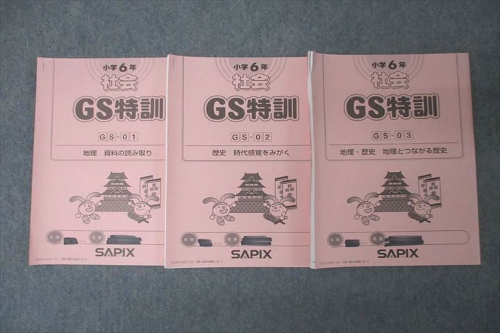 VY26-048 SAPIX 小学6年 GS特訓 社会 入試実戦演習 GS-01〜03 計3回分セット 2022 09s2D