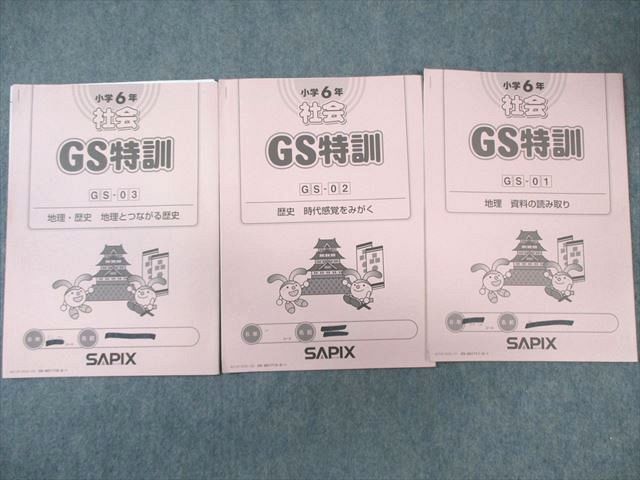 SAPIX 小6 サピックス GS特訓 社会 【計3回分】 2021 ☆ 010s2D