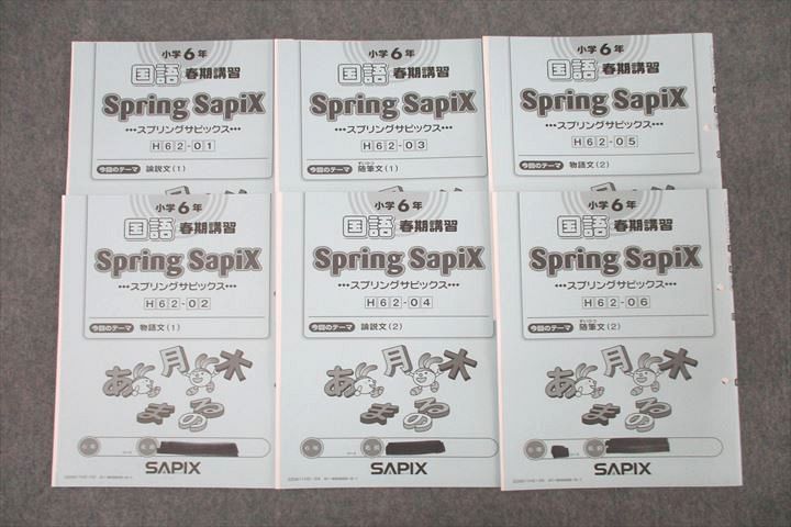 SAPIX 小学6年 国語 スプリングサピックス H62-01〜06 計6回分セット 2020 ☆ 012m2B