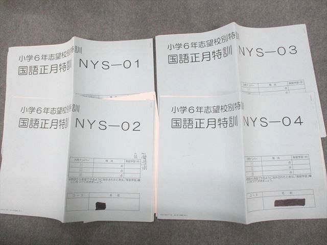 SAPIX 小6 小学6年志望校別特訓 国語正月特訓 NYS-01〜04 2020 計4冊 012m2C
