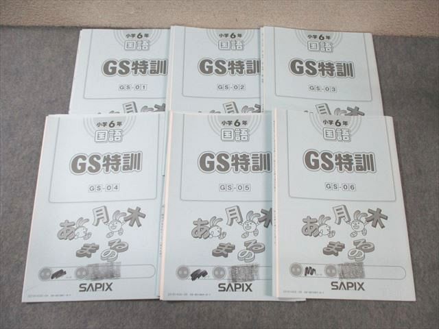 【30日間返品保証】商品説明に誤りがある場合は、無条件で弊社送料負担で商品到着後30日間返品を承ります。【最短翌日到着】正午12時まで（日曜日は午前9時まで）の注文は当日発送（土日祝も発送）。本州・九州・四国地方（北海道・沖縄県以外）は翌日お届け、北海道・沖縄県は翌々日にお届けします。【インボイス制度対応済み】当社ではインボイス制度に対応した適格請求書発行事業者番号（通称：T番号・登録番号）を印字した納品書（明細書）を商品に同梱してお送りしております。こちらをご利用いただくことで、税務申告時や確定申告時に消費税額控除を受けることが可能になります。また、適格請求書発行事業者番号の入った領収書・請求書をご注文履歴からダウンロードしていただくこともできます（宛名はご希望のものを入力していただけます）。ご満足のいく取引となるよう精一杯対応させていただきます。※下記に商品説明およびコンディション詳細、出荷予定・配送方法・お届けまでの期間について記載しています。ご確認の上ご購入ください。■商品名■SAPIX 小6 サピックス GS特訓 国語 【計6回分】 2021■出版社■SAPIX■著者■■発行年■2021■教科■国語■書き込み■すべて使用済みのため鉛筆、色ペンによる書き込みが全体的にあります。※書き込みの記載には多少の誤差や見落としがある場合もございます。予めご了承お願い致します。※テキストとプリントのセット商品の場合、書き込みの記載はテキストのみが対象となります。付属品のプリントは実際に使用されたものであり、書き込みがある場合もございます。■状態・その他■この商品はCランクです。コンディションランク表A:未使用に近い状態の商品B:傷や汚れが少なくきれいな状態の商品C:多少の傷や汚れがあるが、概ね良好な状態の商品(中古品として並の状態の商品)D:傷や汚れがやや目立つ状態の商品E:傷や汚れが目立つものの、使用には問題ない状態の商品F:傷、汚れが甚だしい商品、裁断済みの商品6回分、すべてに解答解説がついています。■記名の有無■記名なし■担当講師■■検索用キーワード■国語 【発送予定日について】正午12時まで（日曜日は午前9時まで）のご注文は当日に発送いたします。正午12時（日曜日は午前9時）以降のご注文は翌日に発送いたします（土曜日・日曜日・祝日も発送しています）。※土曜日・祝日も正午12時までのご注文は当日に発送いたします。※年末年始（12/31〜1/3）は除きます。(例)・月曜0時〜12時までのご注文：月曜日に発送・月曜12時〜24時までのご注文：火曜日に発送・土曜0時〜12時までのご注文：土曜日に発送・土曜12時〜24時のご注文：日曜日に発送・日曜0時〜9時までのご注文：日曜日に発送・日曜9時〜24時のご注文：月曜日に発送【送付方法について】ネコポス、宅配便またはレターパックでの発送となります。北海道・沖縄県・離島以外は、発送翌日に到着します。北海道・沖縄県・離島は、発送後2日での到着となります。【その他の注意事項】1．テキストの解答解説に関して解答(解説)付きのテキストについてはできるだけ商品説明にその旨を記載するようにしておりますが、場合により一部の問題の解答・解説しかないこともございます。商品説明の解答(解説)の有無は参考程度としてください(「解答(解説)付き」の記載のないテキストは基本的に解答のないテキストです。ただし、解答解説集が写っている場合など画像で解答(解説)があることを判断できる場合は商品説明に記載しないこともございます。)。2．一般に販売されている書籍の解答解説に関して一般に販売されている書籍については「解答なし」等が特記されていない限り、解答(解説)が付いております。ただし、別冊解答書の場合は「解答なし」ではなく「別冊なし」等の記載で解答が付いていないことを表すことがあります。3．付属品などの揃い具合に関して付属品のあるものは下記の当店基準に則り商品説明に記載しております。・全問(全問題分)あり：(ノートやプリントが）全問題分有ります・全講分あり：(ノートやプリントが)全講義分あります(全問題分とは限りません。講師により特定の問題しか扱わなかったり、問題を飛ばしたりすることもありますので、その可能性がある場合は全講分と記載しています。)・ほぼ全講義分あり：(ノートやプリントが)全講義分の9割程度以上あります・だいたい全講義分あり：(ノートやプリントが)8割程度以上あります・○割程度あり：(ノートやプリントが)○割程度あります・講師による解説プリント：講師が講義の中で配布したプリントです。補助プリントや追加の問題プリントも含み、必ずしも問題の解答・解説が掲載されているとは限りません。※上記の付属品の揃い具合はできるだけチェックはしておりますが、多少の誤差・抜けがあることもございます。ご了解の程お願い申し上げます。4．担当講師に関して担当講師の記載のないものは当店では講師を把握できていないものとなります。ご質問いただいても回答できませんのでご了解の程お願い致します。5．使用感などテキストの状態に関して使用感・傷みにつきましては、商品説明に記載しております。画像も参考にして頂き、ご不明点は事前にご質問ください。6．画像および商品説明に関して出品している商品は画像に写っているものが全てです。画像で明らかに確認できる事項は商品説明やタイトルに記載しないこともございます。購入前に必ず画像も確認して頂き、タイトルや商品説明と相違する部分、疑問点などがないかご確認をお願い致します。商品説明と著しく異なる点があった場合や異なる商品が届いた場合は、到着後30日間は無条件で着払いでご返品後に返金させていただきます。メールまたはご注文履歴からご連絡ください。