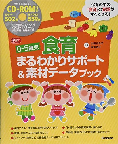 【30日間返品保証】商品説明に誤りがある場合は、無条件で弊社送料負担で商品到着後30日間返品を承ります。【最短翌日到着】正午12時まで（日曜日は午前9時まで）の注文は当日発送（土日祝も発送）。関東・関西・中部・中国・四国・九州地方は翌日お届け、東北地方・新潟県・北海道・沖縄県は翌々日にお届けします。【インボイス制度対応済み】当社ではインボイス制度に対応した適格請求書発行事業者番号（通称：T番号・登録番号）を印字した納品書（明細書）を商品に同梱してお送りしております。こちらをご利用いただくことで、税務申告時や確定申告時に消費税額控除を受けることが可能になります。また、適格請求書発行事業者番号の入った領収書・請求書をご注文履歴からダウンロードしていただくこともできます（宛名はご希望のものを入力していただけます）。ご満足のいく取引となるよう精一杯対応させていただきます。※下記に商品説明およびコンディション詳細、出荷予定・配送方法・お届けまでの期間について記載しています。ご確認の上ご購入ください。■商品名■0－5歳児　食育まるわかりサポート＆素材データブック―そのまま使える！CD－ROM付き (Gakken保育Books)■出版社■学研プラス■著者■■発行年■2017/04/25■ISBN10■4058007656■ISBN13■9784058007655■コンディションランク■可コンディションランク説明ほぼ新品：未使用に近い状態の商品非常に良い：傷や汚れが少なくきれいな状態の商品良い：多少の傷や汚れがあるが、概ね良好な状態の商品(中古品として並の状態の商品)可：傷や汚れが目立つものの、使用には問題ない状態の商品■コンディション詳細■CD-ROM付き。書き込みありません。弊社の良水準の商品より使用感や傷み、汚れがあるため可のコンディションとしております。可の商品の中ではコンディションが比較的良く、使用にあたって問題のない商品です。水濡れ防止梱包の上、迅速丁寧に発送させていただきます。【発送予定日について】正午12時まで（日曜日は午前9時まで）のご注文は当日に発送いたします。正午12時（日曜日は午前9時）以降のご注文は翌日に発送いたします（土曜日・日曜日・祝日も発送しています）。※土曜日・祝日も正午12時までのご注文は当日に発送いたします。※年末年始（12/31～1/3）は除きます。(例)・月曜0時～12時までのご注文：月曜日に発送・月曜12時～24時までのご注文：火曜日に発送・土曜0時～12時までのご注文：土曜日に発送・土曜12時～24時のご注文：日曜日に発送・日曜0時～9時までのご注文：日曜日に発送・日曜9時～24時のご注文：月曜日に発送【送付方法について】ネコポス、宅配便またはレターパックでの発送となります。東北地方・新潟県・北海道・沖縄県・離島以外は、発送翌日に到着します。東北地方・新潟県・北海道・沖縄県・離島は、発送後2日での到着となります。商品説明と著しく異なる点があった場合や異なる商品が届いた場合は、到着後30日間は無条件で着払いでご返品後に返金させていただきます。メールまたはご注文履歴からご連絡ください。