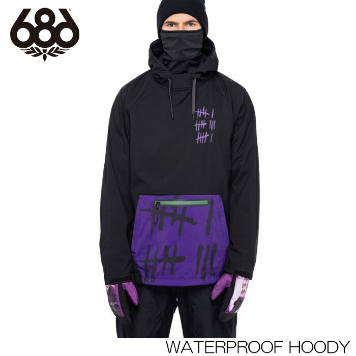 【ブランド】686 【アイテム】Waterproof Hoody 【製品番号】M2WCS03 【カラー】BATMAN PURPLE 【サイズ】S-XL 【Fabric】 1992年カリフォルニア州はロサンゼルスでオーナー兼デザイナーであるマイク・アキラ・ウエストによって誕生した686。 22-23シーズンで30周年のアニバーサリーイヤーを迎えます。 ・耐水圧：10,000mm ・透湿性：記載なし ・中綿：なし ・3レイヤーソフトシェルボンディングストレッチ素材 ・サイドエントリージップ ・ジップ付きカンガルーポケット ・フェイスマスク付き ・MODERN FIT ・袖口調節が可能なベルクロストラップ ・ウェストのパウダーガード：なし ・手首部分のカフ：なし ・脇の下のベンチレーション：なし ・パスケース：なし ・生地の厚さ：ふつう 画像とお届けする商品は、デザイン・カラーが多少異なる場合もございます。 在庫は十分に確保しておりますが、店舗と在庫を共有しているためご購入のタイミングによっては売り切れの場合もございます。 その場合は、代替またはキャンセルのご連絡を致します。 当店の商品は実店舗でのディスプレイ商品を含みます。 そのため、商品や化粧箱等にキズや汚れ等がある場合がございますが、商品の使用に支障がない場合を除き不良品（返品対象）とはなりませんので、予めご了承願います。メーカー希望小売価格はメーカーサイトに基づいて掲載しています