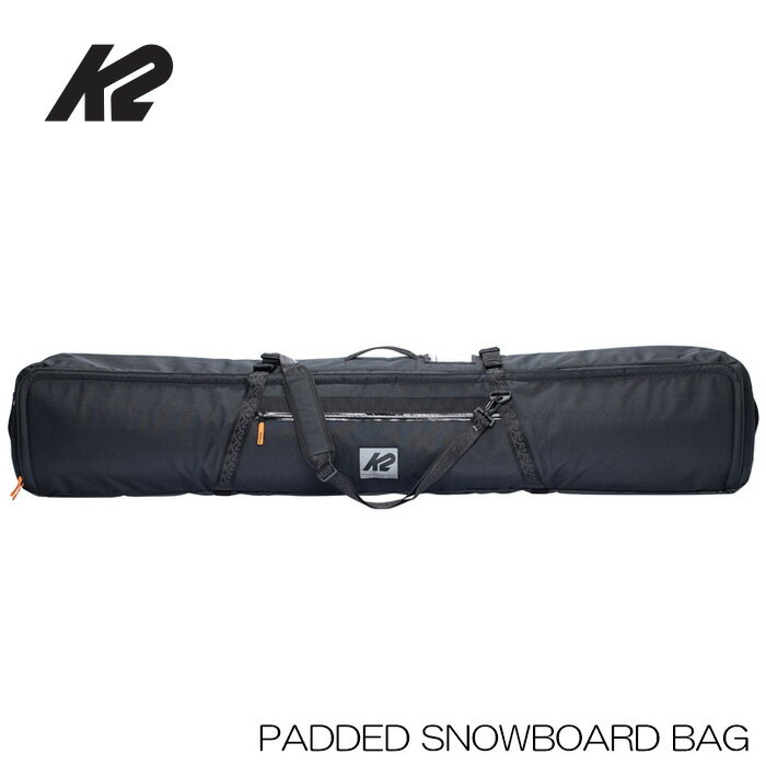 【ブランド】K2（ケーツー） 【アイテム】PADDED SNOWBOARD BAG 【製品番号】B201200201 【カラー】BLACK 【サイズ】158cm/168cm 【Fabric】 ボードを保護し、かつコストパフォーマンスに優れたK2のPADDED BOARD-BAGは、複数のボードを保護するためのパッドが入っているた め、安心して持ち運びできます。 肩に食い込むことがないようにパッドが 十分に入ったショルダーストラップ、補強された丈夫な素材は、目的地に 辿り着くまでストレスなく、安心して運ぶことができます。 画像とお届けする商品は、デザイン・カラーが多少異なる場合もございます。 在庫は十分に確保しておりますが、店舗と在庫を共有しているためご購入のタイミングによっては売り切れの場合もございます。 その場合は、代替またはキャンセルのご連絡を致します。 当店の商品は実店舗でのディスプレイ商品を含みます。 そのため、商品や化粧箱等にキズや汚れ等がある場合がございますが、商品の使用に支障がない場合を除き不良品（返品対象）とはなりませんので、予めご了承願います。メーカー希望小売価格はメーカーサイトに基づいて掲載しています