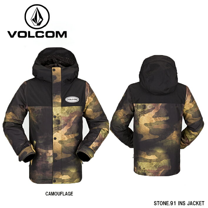 スノーボード ウェア キッズ ジュニア 22-23 VOLCOM ボルコム 子供用 STONE.91 INS JACKET ジャケット CAM 防水 カモ柄 I1252300 日本正規品 予約