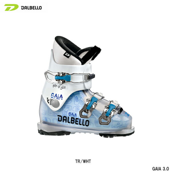 DALBELLO(ダルベロ) GAIA 3.0（ガイア） フレックス：30 ラスト：Junior Last The Dalbello Gaia 3.0 GW ski boot is an easy-to-step-in boot that is engineered for girls to reach the next level. 簡単に着脱可能なスキーブーツ. レベルアップを目指す女の子へおすすめです。 原産国：イタリア TECHNOLOGY ・ CLASSIC PERFORMANCE OVERLAP DESIGN ・ SUPERCOMFORT INNERBOOTS ・ HIGH TECH POLYTEC LITE CONSTRUCTION ・ FLEX INDEXED FOR LIGHTER WEIGHT SKIERS ・ HIGH LEVERAGE BUCKLES ・ WMN 在庫は十分に確保しておりますが、店舗と在庫を共有しているためご購入のタイミングによっては売り切れの場合もございます。 その場合は、代替またはキャンセルのご連絡を致します。 当店の商品は実店舗でのディスプレイ商品を含みます。 そのため、化粧箱等にキズや汚れ等がある場合がございますが、商品の使用に支障がない場合を除き不良品とはなりませんので、予めご了承願います。メーカー希望小売価格はメーカーサイトに基づいて掲載しています