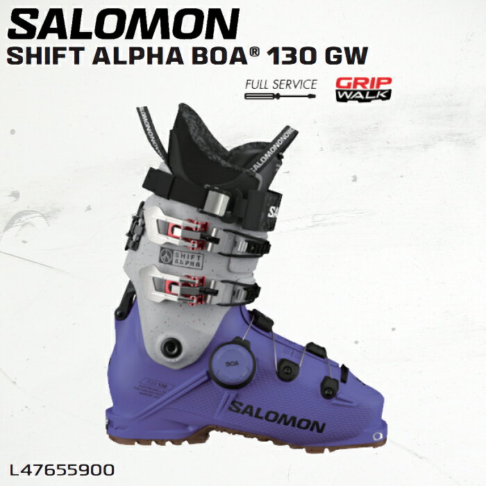 ●予約商品につきまして● 【ブランド】SALOMON(サロモン) 【アイテム】SHIFT ALPHA BOA? 130 GW(シフト アルファ ボア) 【カラー】Ultraviolet 【サイズ】24-24.5cm/25-25.5cm/26-26.5cm/27-27.5cm/28-28.5cm/29-29.5cm 【Fabric】 どんな上り斜面でも快適性を損なわず、どんな下り斜面でも高レベルの滑走性能を発揮。 雪山での高い機能を備えた真のフリーライドブーツです。 どんな過酷な自然条件でも最大のパワーを発揮できる、確かなフィット感を提供します。 【SPECIFICATION】 LAST (mm)： 98-104 FLEX： 130 WEIGHT (g)： 1750 (1/2pair) (26.5cm) SIZE (cm)： 24/24.5 to 29/29.5 COLOR： Ultra violet, Black, Black NORM： GRIP WALK ISO23223 【SHELL】 Polyurethane, Exobelt technology, Custom shell hd, Integrated tech inserts, Midgrip sole, BOA? Fit System 【LINER】 My custom fit freeride 4d race, With walk function & lace loops, Sensitive?- footbed, Custom Tongue 【CUFF / STRAP / BUCKLES】 Polyolefin + pex, Twinlock mechanism, Powerwedge, Freespine, Frictionless pivots, 2 Hiking hook / Screwed energyzer claw hook 50mm / 2 Screwed aluminium 【ADJUSTMENT】 Full Service, Laces In The Box ********************** 2025年ニューモデル予約商品です。 お届けは2024年秋ごろから順次発送となります。 発売・発送予定日は目安であり、入荷次第で日付は前後しますので予めご了承願います。 ご予約商品はキャンセルをお受けすることはできません。 商品ページの商品画像と実際にお届けする商品と、メーカーの都合で仕様やデザインが予告なく変更される場合がございます。 万が一デザイン・カラー・仕様等が変更となった場合にもキャンセル・返品等の対象とはなりませんので予めご了承のほどよろしくお願い致します。 メーカーの都合により、商品の入荷遅れ・オーダー数より入荷が少ない場合は 製造キャンセル になる場合がございます。 その際は、ご注文の変更、又はキャンセルの手続きをさせていただく場合がございますので、誠に申し訳ございませんが、何卒ご了承ください。 その際、頂いております料金に関しましてはご返金させていただきます。 ********************** 画像とお届けする商品は、デザイン・カラーが多少異なる場合もございます。 在庫は十分に確保しておりますが、店舗と在庫を共有しているためご購入のタイミングによっては売り切れの場合もございます。 その場合は、代替またはキャンセルのご連絡を致します。 当店の商品は実店舗でのディスプレイ商品を含みます。 そのため、化粧箱や商品等にキズや汚れ等がある場合がございますが、商品の使用に支障がない場合を除き不良品とはなりませんので、予めご了承願います。 メーカー希望小売価格はメーカーサイトに基づいて掲載しています