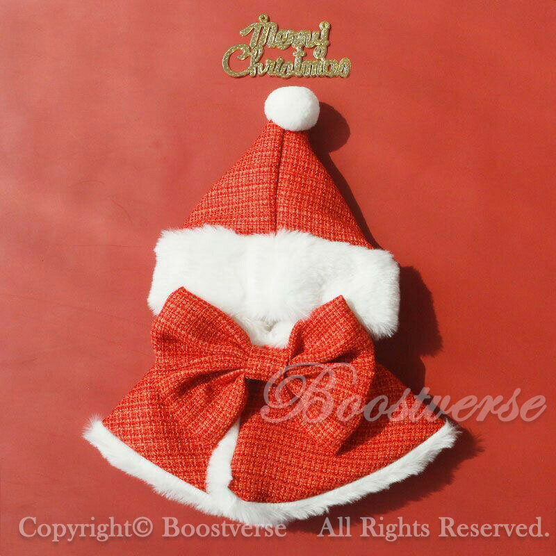 犬服 マント ケープ クリスマスマント暖かい ペットマント クリスマス クリスマスパーティー テーマパーティー 撮影 秋冬 防寒 小型犬 可愛い リボン結び カワイイ チワワ 誕生日 癒し 猫用 犬用 写真撮影 小物 アクセサリー ファッション ペットグッズ 3