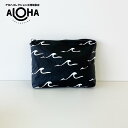 アロハコレクション aloha collection ミッドポーチ Mid Seaside, White on Black 防水 ポーチ ヨガ サーフィン 丸洗い可能 ハワイ MID25301-0201