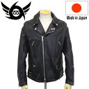 正規取扱店 666 LEATHER WEAR LJM-1TFL タイトフィット U.K. サイドベルト ライダースジャケット-ロング- 日本製 BLACK