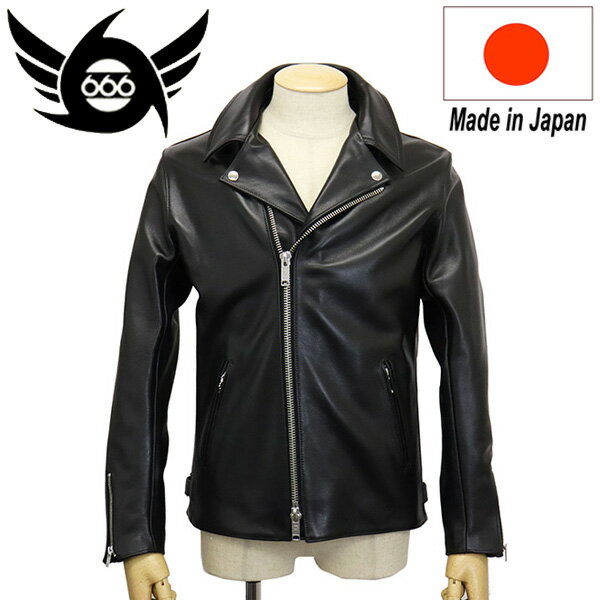 正規取扱店 666 LEATHER WEAR LJM-27TF プレーンバックサイドベルト ライダースジャケット 日本製 BLACK