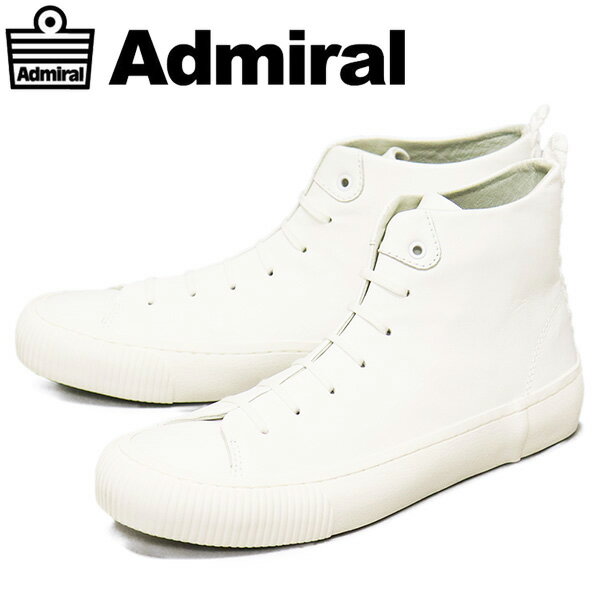 楽天BOOTSMAN 楽天市場店【Fashion THE SALE】 正規取扱店 Admiral （アドミラル） SJAD2104 BEATTY HI LE ビーティーハイ ハイカット レザースニーカー 01WHITE AM019