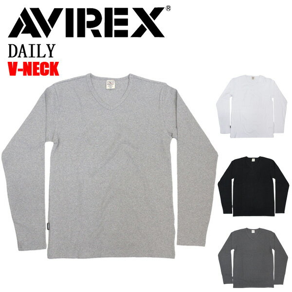 正規取扱店 AVIREX (アヴィレックス) DAILY TRECO V-NECK L/S T-SHIRT デイリー テレコ Vネック 長袖 Tシャツ 全4色