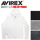 アヴィレックス ジップアップパーカー メンズ 正規取扱店 AVIREX (アヴィレックス) DAILY RIB ZIP PARKA デイリー 長袖 リブ ジップパーカー 全4色