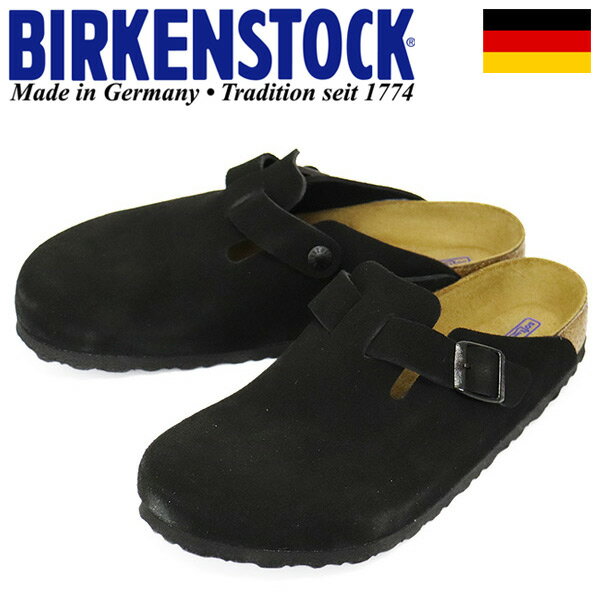 正規取扱店 BIRKENSTOCK (ビルケンシュトック) 0660471 BOSTON SFB ボストン ソフトフットベッド レザーサンダル BLACK レギュラー幅 BI201