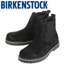 正規取扱店 BIRKENSTOCK (ビルケンシュトック) 1028138 HIGHWOOD Slip On Mid ハイウッド スエードレザーサイドゴアブーツ BLACK レギュラー幅 BI383