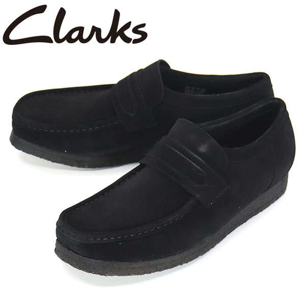 sale Z[ K戵X Clarks (N[NX) 26172503 Wallabee Loafer r[[t@[ Y V[Y Black Suede CL082