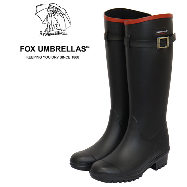 フォックスアンブレラズ 正規取扱店 FOX UMBRELLAS (フォックスアンブレラズ) 11W WOMEN'S LONG BOOTS レディース ロングブーツ ラバーブラック つやなし日本製 FU017