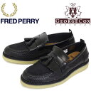 正規取扱店 FRED PERRY (フレッドペリー)XGEORGE COX (ジョージコックス) Wネーム B2272-102 TASSEL LOAFER RERF LEATHER タッセル レザーローファー 102-BLACK FP278