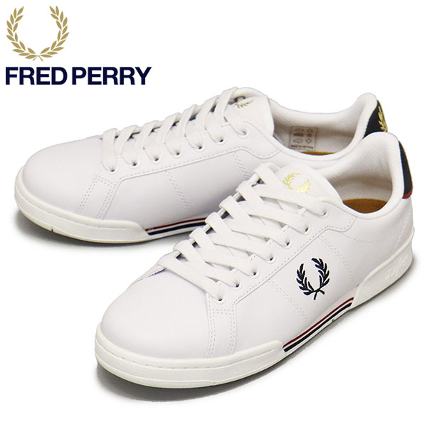 フレッドペリー レザースニーカー メンズ 正規取扱店 FRED PERRY (フレッドペリー) B6311 B722 LEATHER レザーシューズ 567 WHITExNAVY FP526