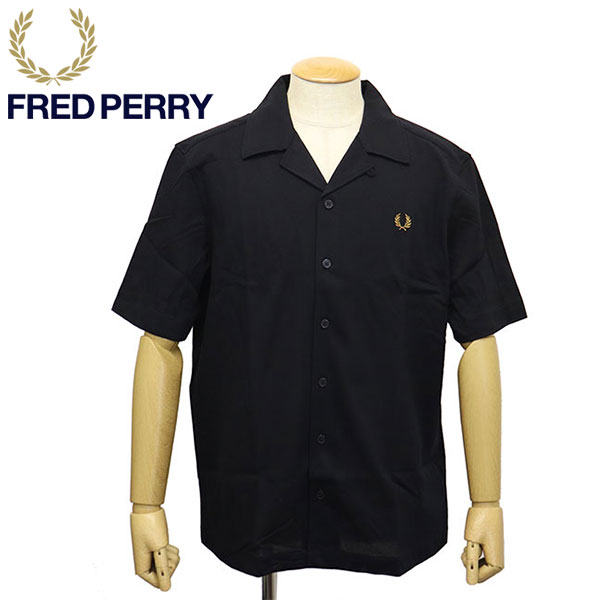 Rakuten - 正規取扱店 FRED PERRY (フレッドペリー) M1745 COMPRESS MESH REVERE COLLAR SHIRT カラーシャツ 102 BLACK FP588