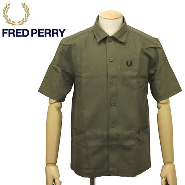 正規取扱店 FRED PERRY (フレッドペリー) M3641 Pocket Detail Shirt ポケット ディティール ショートスリーブシャツ B57 MILITARY GREEN FP490