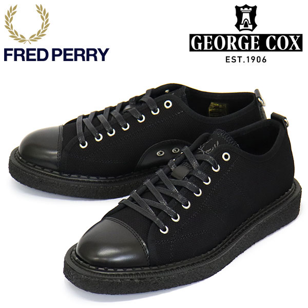 K戵X FRED PERRY (tbhy[) x GEORGE COX (W[WRbNX) Wl[ SB6335 MONKEY SHOE L[V[Y HEAVY CANVAS 102 BLACK FP530