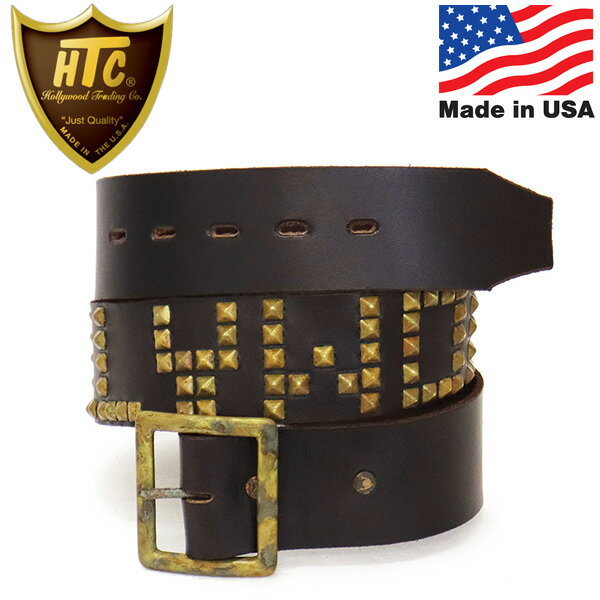 正規取扱店 HTC デッドストック #PWD VINTAGE BELT ヴィンテージベルト ヴィンテージブラウンレザーxブラススタッズ 36インチ