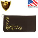 正規取扱店 HTC(Hollywood Trading Company) T-1 Wallet #26 CR Studs ロングウォレット ダークブラウンレザーxブラススタッズ(4)