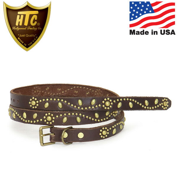 Rakuten - 正規取扱店 HTC(Hollywood Trading Company) Belt #SN-32 Studs 0.75インチ ベルト ダークブラウンレザーxブラススタッズ
