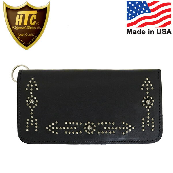 U, 吉 - 正規取扱店 HTC(Hollywood Trading Company) T-1 Wallet #BONE&ARROW Umbrella ロングウォレット ブラックレザーxシルバースタッズ