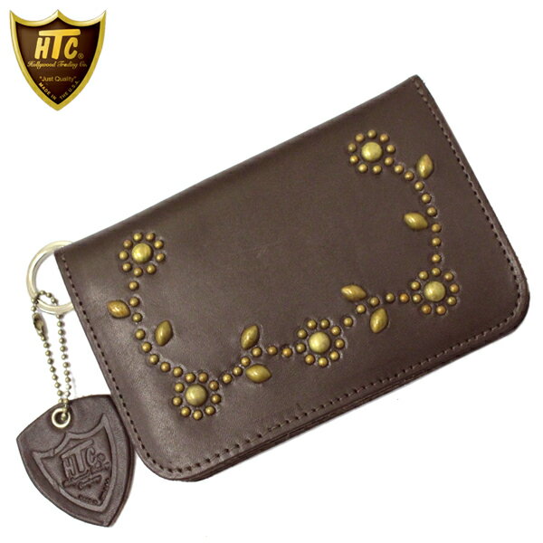 正規取扱店 HTC(Hollywood Trading Company) #32 TYPE 2 MEDIUM WALLET(ミディアムウォレット)財布 ダークブラウンレザーxブラススタッズ
