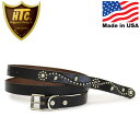 正規取扱店 HTC(Hollywood Trading Company) Belt End Only #SN-33 Stone 0.75インチ ベルト ブラックレザーxシルバースタッズxブラックストーン