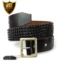 HTC ベルト メンズ 正規取扱店 HTC(Hollywood Trading Company) #14 5 row Pyramid Black Studs Belt(5連ピラミッドブラックスタッズベルト) ブラックレザーxブラックスタッズ