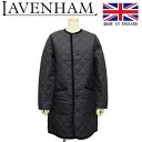 ラベンハム 正規取扱店 LAVENHAM (ラベンハム) WMS SLJ2106B EVESHAM イブシャム ウィメンズ ロングライン ラウンドカラーコート イギリス製 G95 LAMPBLACK LH018