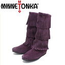 【Fashion THE SALE】 正規取扱店 MINNETONKA(ミネトンカ)Calf Hi 3-Layer Fringe Boot(カーフハイ3レイヤーフリンジブーツ)#1632F PLUM レディース MT269