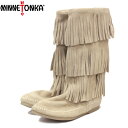 【Fashion THE SALE】 正規取扱店 MINNETONKA(ミネトンカ) 3Layer Fringe Boot(3レイヤーフリンジブーツ) #1638T Stone Suede レディース MT432