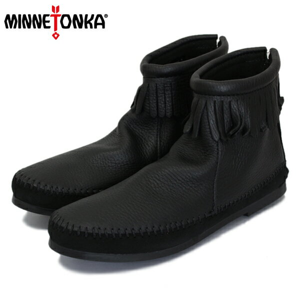 ミネトンカ 【楽天スーパーSALE】 正規取扱店 MINNETONKA(ミネトンカ) 1975 Deerskin Back Zip Boot(ディアスキンバックジップブーツ) #289X BLACK レディース MT415